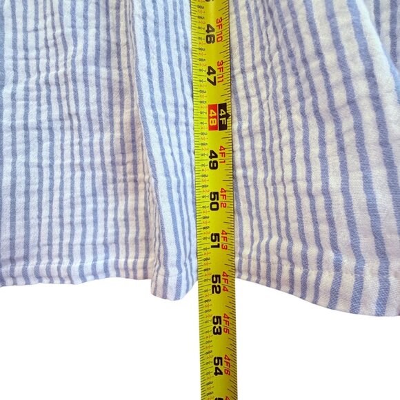 Quince Organic Cotton Gauze Smocked Sleeveless Maxi Dress Blue/White Stripes M - Picture 12 of 14